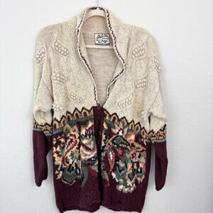 Heirloom Collectibles Womens Vintage 90s Knit Cardigan Sweater Sz M Floral Ramie